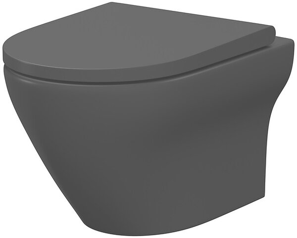 Cersanit Larga wc mísa se sedátkem s pomalým sklápěním závěsná bez splachovacího kruhu antracit mat S701-610