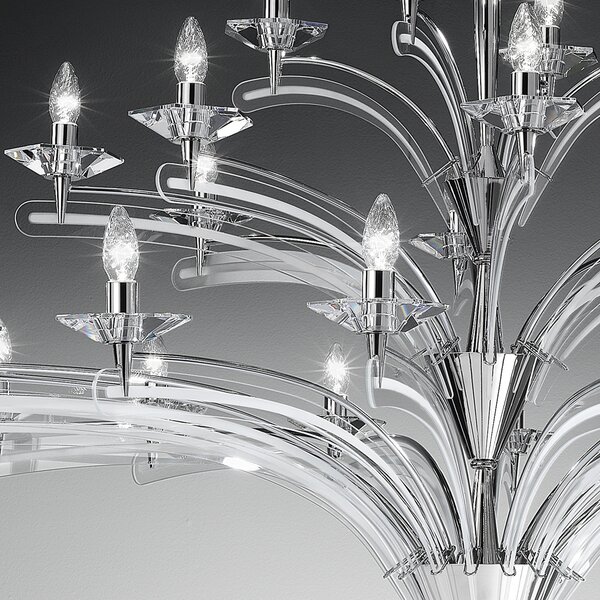 Metal lux 197.128 Icaro, závěsné svítidlo 28xE14, chrom/křišťálové sklo, průměr 150cm