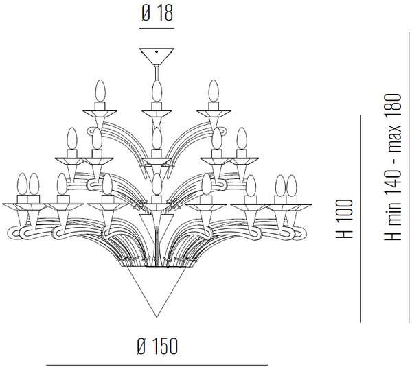 Metal lux 197.128 Icaro, závěsné svítidlo 28xE14, chrom/křišťálové sklo, průměr 150cm