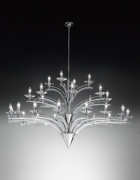 Metal lux 197.128 Icaro, závěsné svítidlo 28xE14, chrom/křišťálové sklo, průměr 150cm