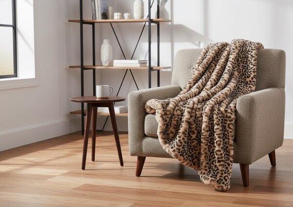 Skinnwille Home Collection Leopardí přehoz Leo Cream, pléd, 140x220 cm