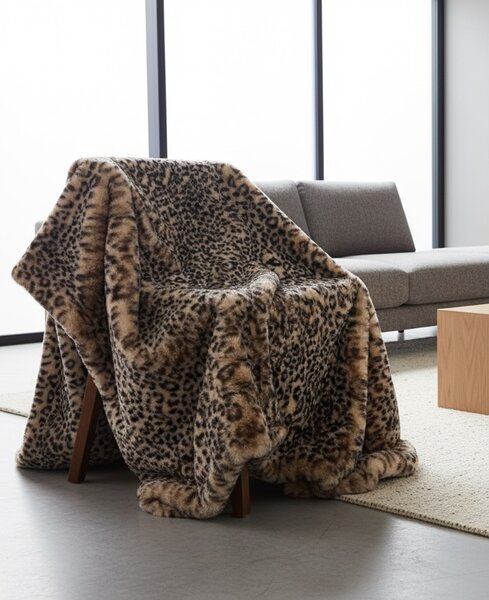 Skinnwille Home Collection Leopardí přehoz Leo Cream, pléd, 140x220 cm