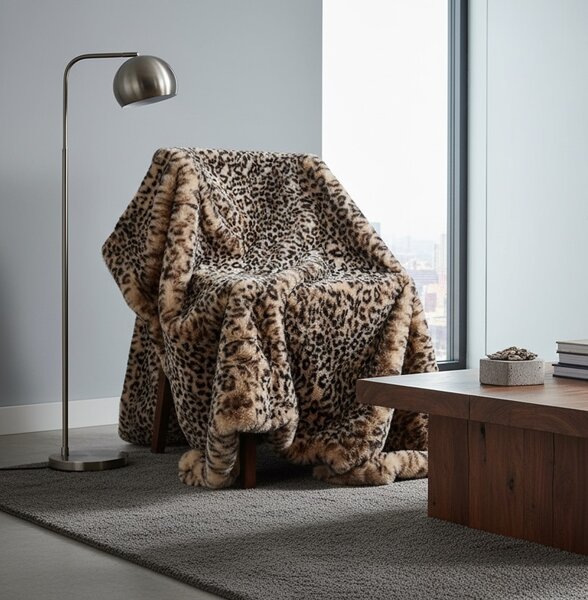 Skinnwille Home Collection Leopardí přehoz Leo Cream, pléd, 140x220 cm