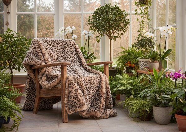 Skinnwille Home Collection Leopardí přehoz Leo Cream, pléd, 140x220 cm