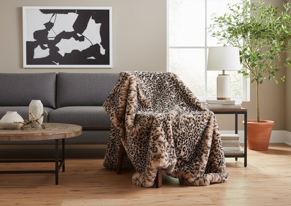 Skinnwille Home Collection Leopardí přehoz Leo Cream, pléd, 140x220 cm