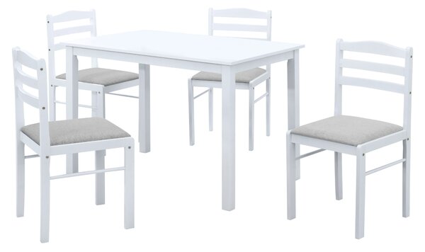 KONDELA Jídelní set 1+4, bílá/béžovošedá, SOMIN