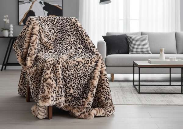 Skinnwille Home Collection Leopardí přehoz Leo Cream, pléd, 140x220 cm
