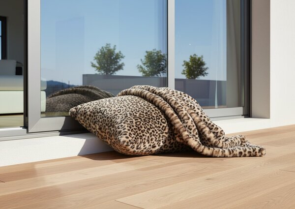 Skinnwille Home Collection Leopardí přehoz Leo Cream, pléd, 140x220 cm