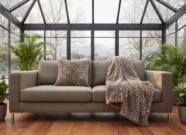Skinnwille Home Collection Velký polštář Leo Cream XL, leopard, 65x65 cm