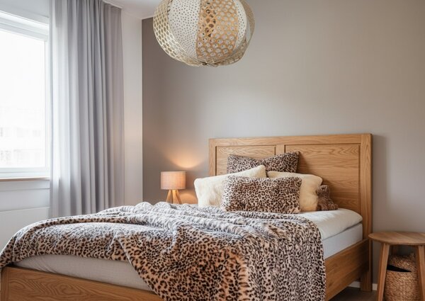 Skinnwille Home Collection Leopardí přehoz Leo Cream, pléd, 140x220 cm