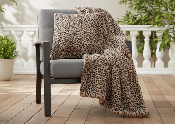 Skinnwille Home Collection Velký polštář Leo Cream XL, leopard, 65x65 cm