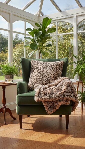 Skinnwille Home Collection Velký polštář Leo Cream XL, leopard, 65x65 cm