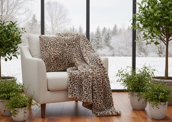 Skinnwille Home Collection Velký polštář Leo Cream XL, leopard, 65x65 cm