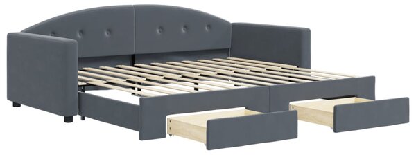 Válenda s přistýlkou a zásuvkami tmavě šedá 90 x 200 cm samet 3197350