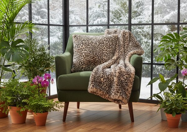 Skinnwille Home Collection Velký polštář Leo Cream XL, leopard, 65x65 cm
