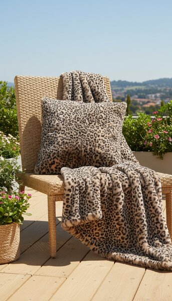 Skinnwille Home Collection Velký polštář Leo Cream XL, leopard, 65x65 cm