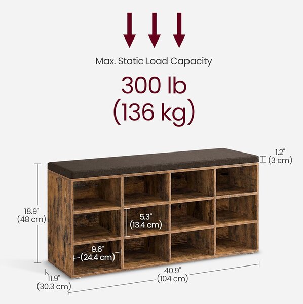 SONGMICS Botník Vasagle Endersen 104 cm hnědý/černý