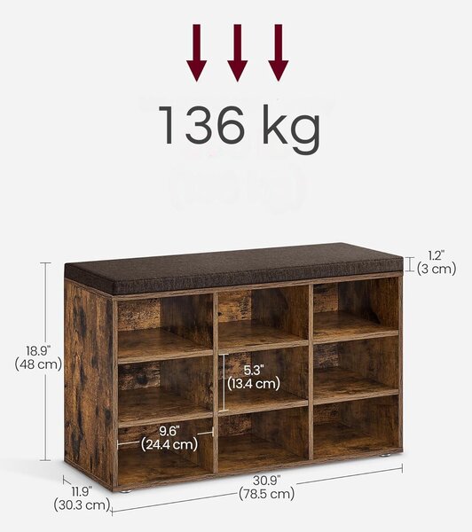 SONGMICS Botník Vasagle Endersen 78,5 cm hnědý/černý