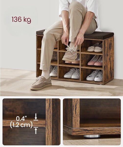 SONGMICS Botník Vasagle Endersen 78,5 cm hnědý/černý