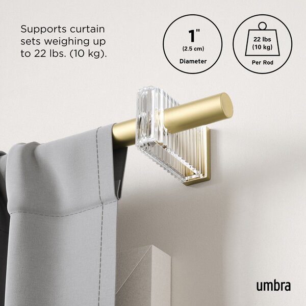 Ocelová roztažitelná garnýž v matně zlaté barvě 107 - 305 cm Flute – Umbra