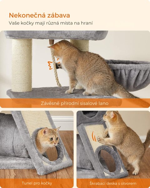 SONGMICS Kočičí škrabadlo Anté šedé