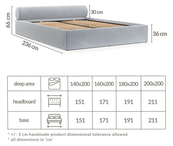 Světle hnědá čalouněná dvoulůžková postel s úložným prostorem s roštem 160x200 cm Solvo – Maison de Rêve