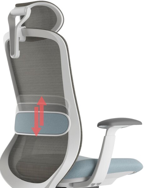 Ergonomická kancelářská židle MERCURY BESSEL ŠEDÝ PLAST, MODRÁ – pohodlné sezení