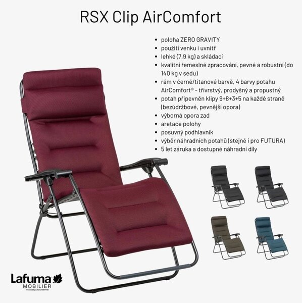 Relaxační křeslo Lafuma RSX Clip AirComfort černá Acier
