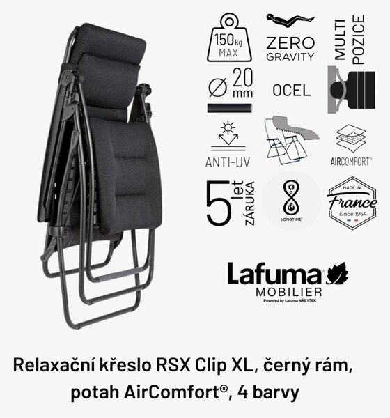 Relaxační křeslo Lafuma RSX Clip XL AirComfort černá Acier
