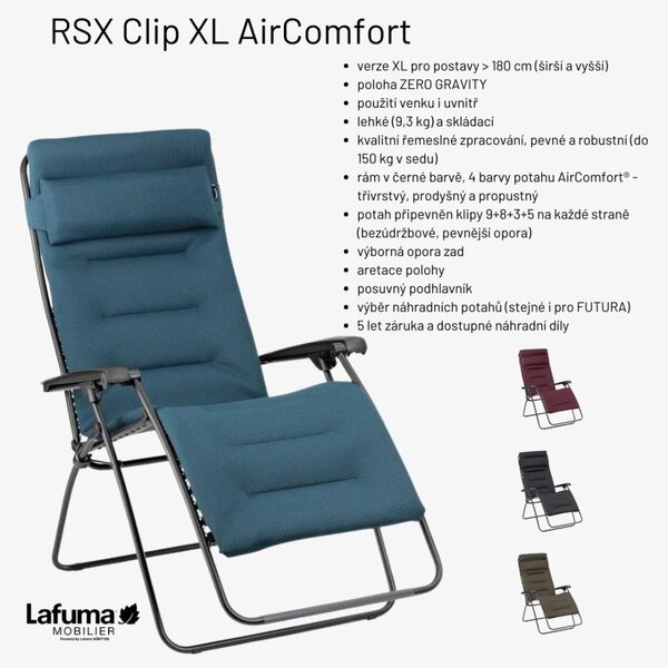 Relaxační křeslo Lafuma RSX Clip XL AirComfort černá Acier