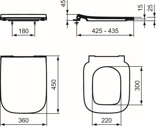 Ideal Standard i.life B záchodové prkénko s pomalým sklápěním bílá T500301