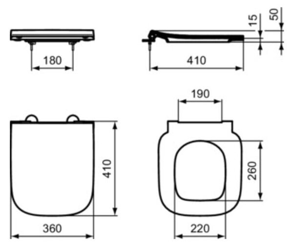 Ideal Standard záchodové prkénko s pomalým sklápěním bílá T532901
