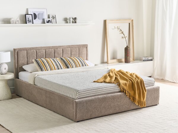 Postel s úložným prostorem Buklé MONTLAUR 160 x 200 cm Taupe