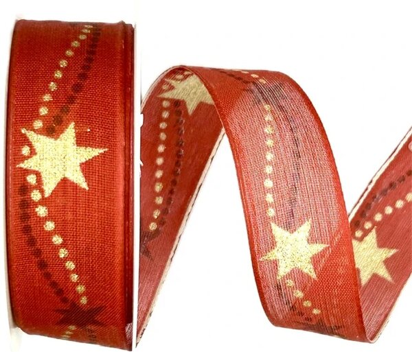 Stuha vánoční GALAXIE RED červená 25mm x 3m (9,-Kč/m)