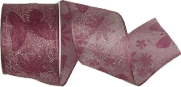 Stuha taftová OLD PINK BUTTERFLY růžová 40mm x 2m (14,- Kč/m)