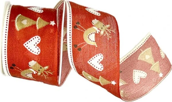 Stuha vánoční REINDEER RED červená 40mm x 2m (14,-Kč/m)