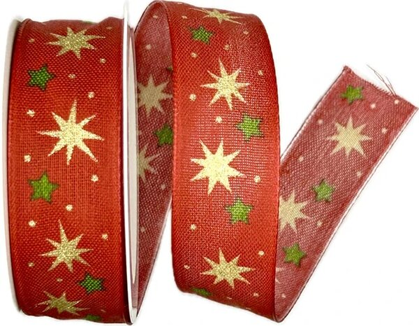 Vánoční stuha CHRISTMAS SWING RED červená 25mm x 2m (11,-Kč/m)