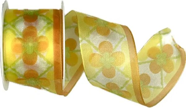 Stuha organzová ORGANDY FLOWERS 40mm x 2m (12,50 Kč/m)