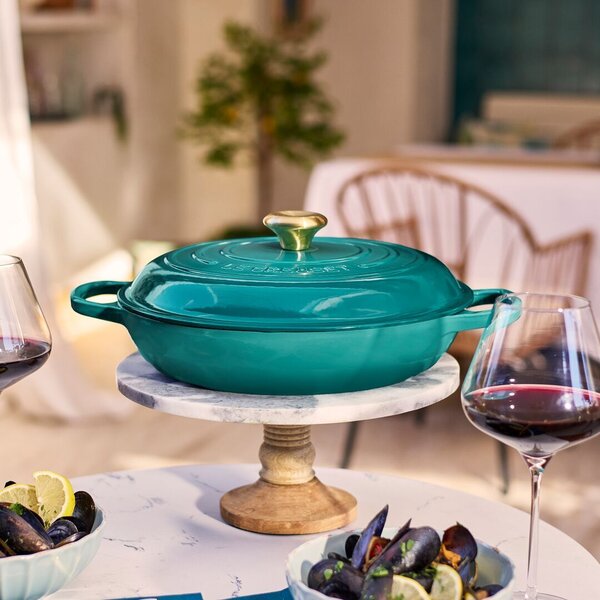 Le Creuset 21180280994450 Hrnec Gourmet nízký, 28 cm, bleu riviera