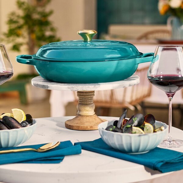 Le Creuset 21180280994450 Hrnec Gourmet nízký, 28 cm, bleu riviera