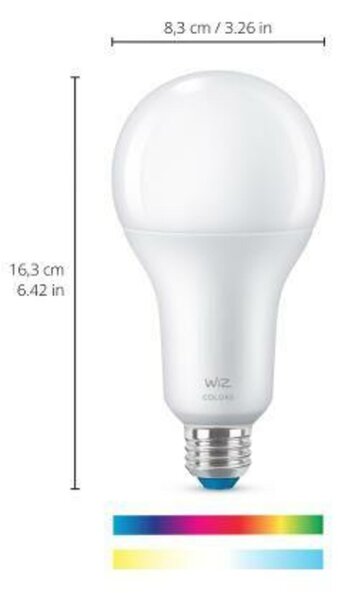 WiZ LED žárovka E27 A80 18,5W (150W) 2452lm 2200-6500K RGB IP20, stmívatelná