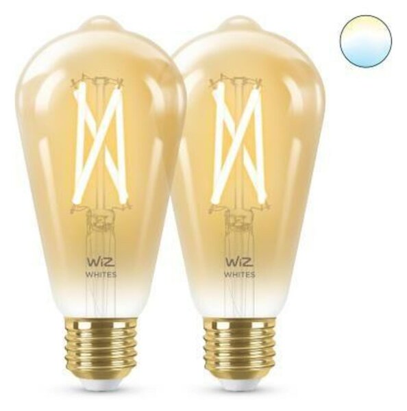 WiZ SET 2x LED žárovka E27 ST64 Filmant amber 6,7W (50W) 640lm 2000-5000K IP20, stmívatelné