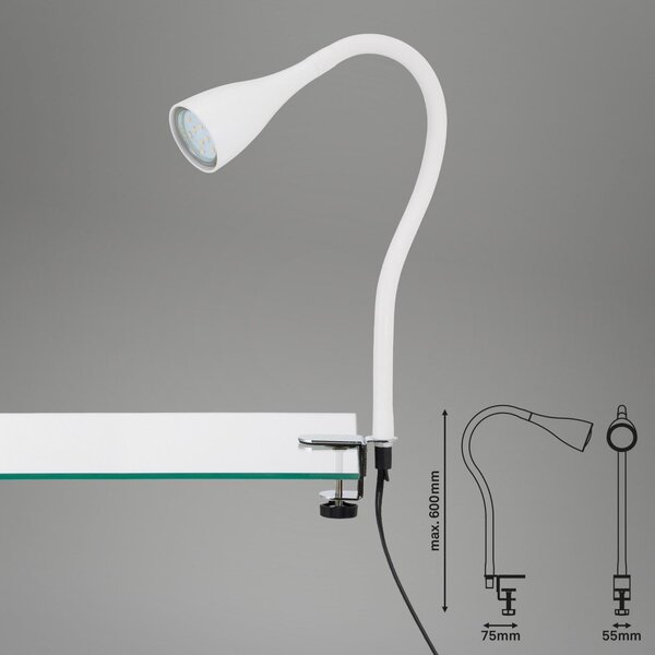 Lampa Briloner se svorkou a flexibilním ramenem - GU10, v.60 cm Barva: Černá