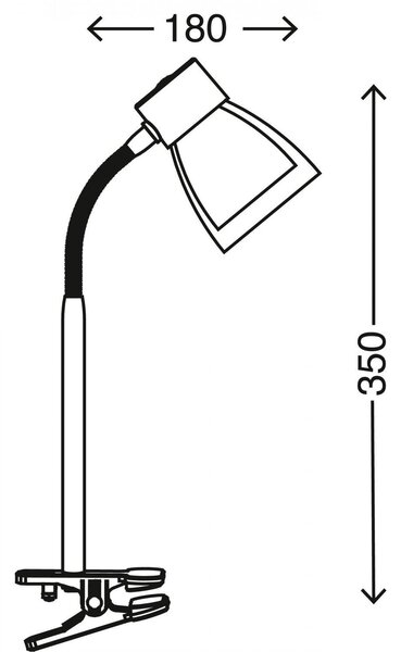 Lampa Briloner s klipem a flexibilním ramenem - E14, v.35 cm