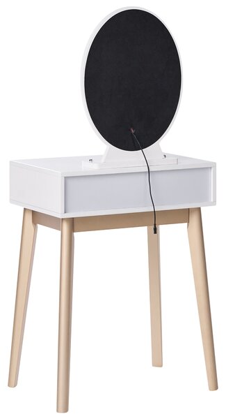 Toaletní stolek se zrcadlem a stoličkou ROSEY LED Bílá