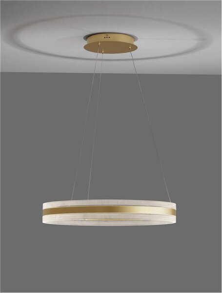 Nova Luce Závěsné LED svítidlo AGOS zlatý hliník a akryl 75W 3000K stmívatelné