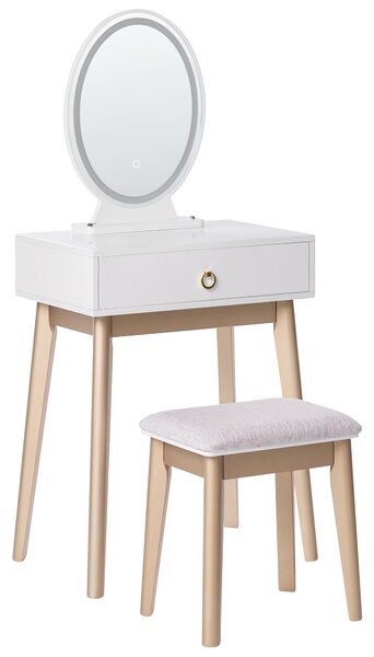 Toaletní stolek se zrcadlem a stoličkou ROSEY LED Bílá