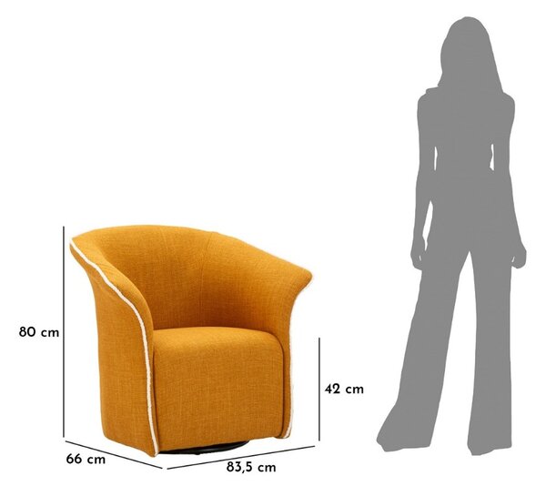 Designové otočné křeslo Felony hořčicové