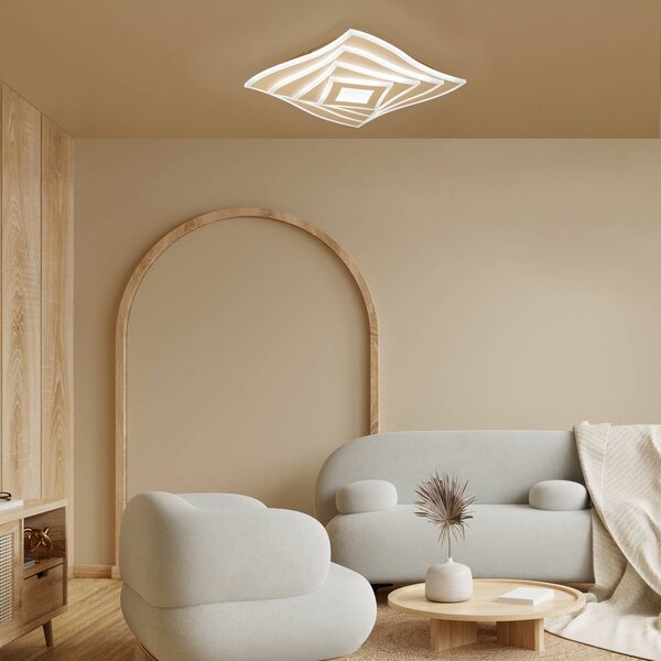 FISCHER & HONSEL LED stropní svítidlo HERO, písková, 40x40 cm, dálkové ovládání, stmívatelné, stmívatelný, Krémová / jantar, Obývací pokoj / jídelna, kov, Moderní