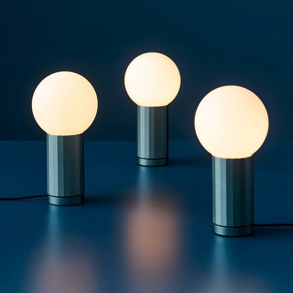 HAY LED stolní lampa TURN ON, modrá, výška 20 cm, stmívatelné, stmívatelný, Modrá, Obývací pokoj / jídelna, Sklo, Moderní
